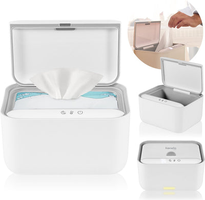 Lionelo babybliss - chauffe-lingettes - boîte de lingettes pour bébé - 3 réglages de température - chauffage surround - veilleuse intégrée
