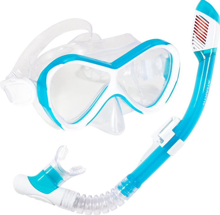 Atlantis abaco combo - ensemble tuba - lunettes de plongée - tuba - enfants - blanc turquoise