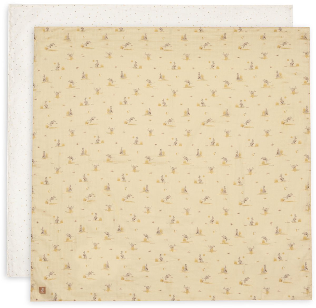 Tissu hydrophile Jollein grand - 115x115cm - racines de kangourou - 2 pièces