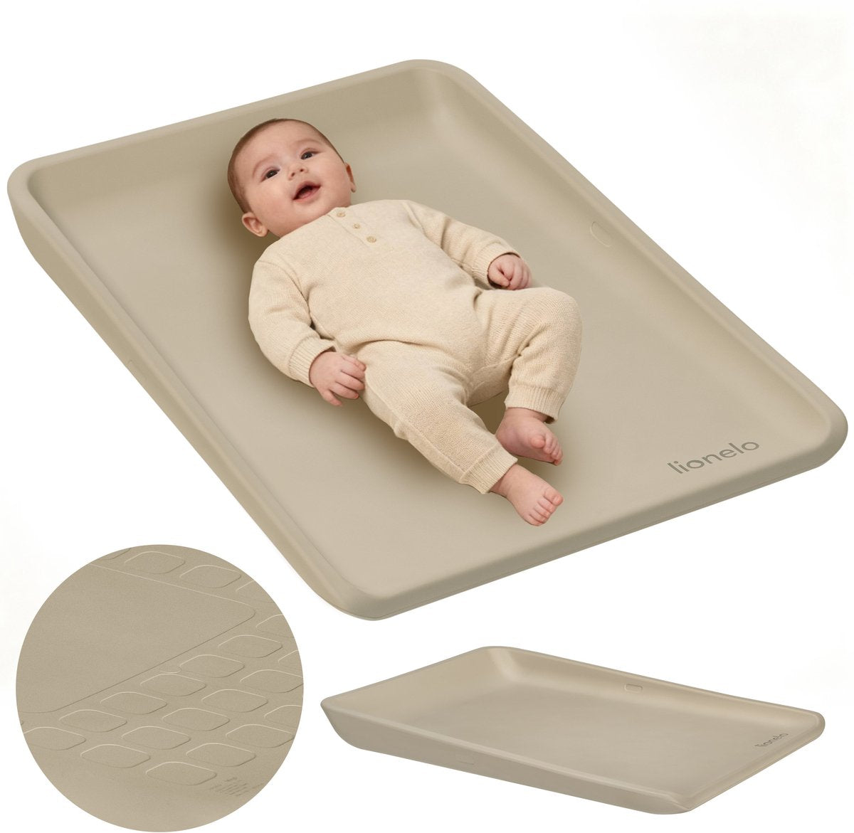 Matelas à langer Lionelo Megs - matelas à langer imperméable multifonctionnel avec bords surélevés, mousse PU antidérapante - confortable, sûr, hygiénique (70×49×7 cm)