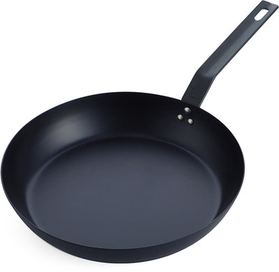 Poêle à barbecue en acier massif BK 30 cm - tôle d'acier - acier au carbone - manche en fonte - convient au four jusqu'à 230°c - barbecue - lavage à la main - set barbecue