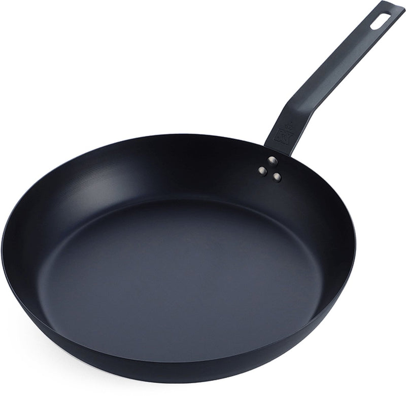 Poêle à barbecue en acier massif BK 30 cm - tôle d'acier - acier au carbone - manche en fonte - convient au four jusqu'à 230°c - barbecue - lavage à la main - set barbecue