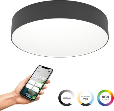 Plafonnier intelligent Eglo connect.z gallizzi-z - LED - ø 39 cm - noir et blanc - lumière blanche RGB réglable - dimmable - zigbee