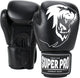 Gants de boxe en cuir de guerrier super pro combat gear (kick) noir et blanc 8oz
