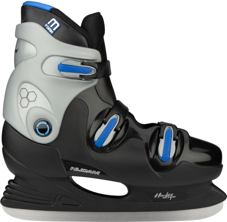 Patins enfant Nijdam - patins de hockey sur glace - hard boot - noir bleu - taille 36
