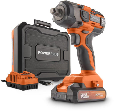 Clé à chocs à batterie double puissance Powerplus powdp20161 - 1 2 clé à chocs sans fil 20 v, 4350 tr/min et 220 nm, incl. batterie et chargeur