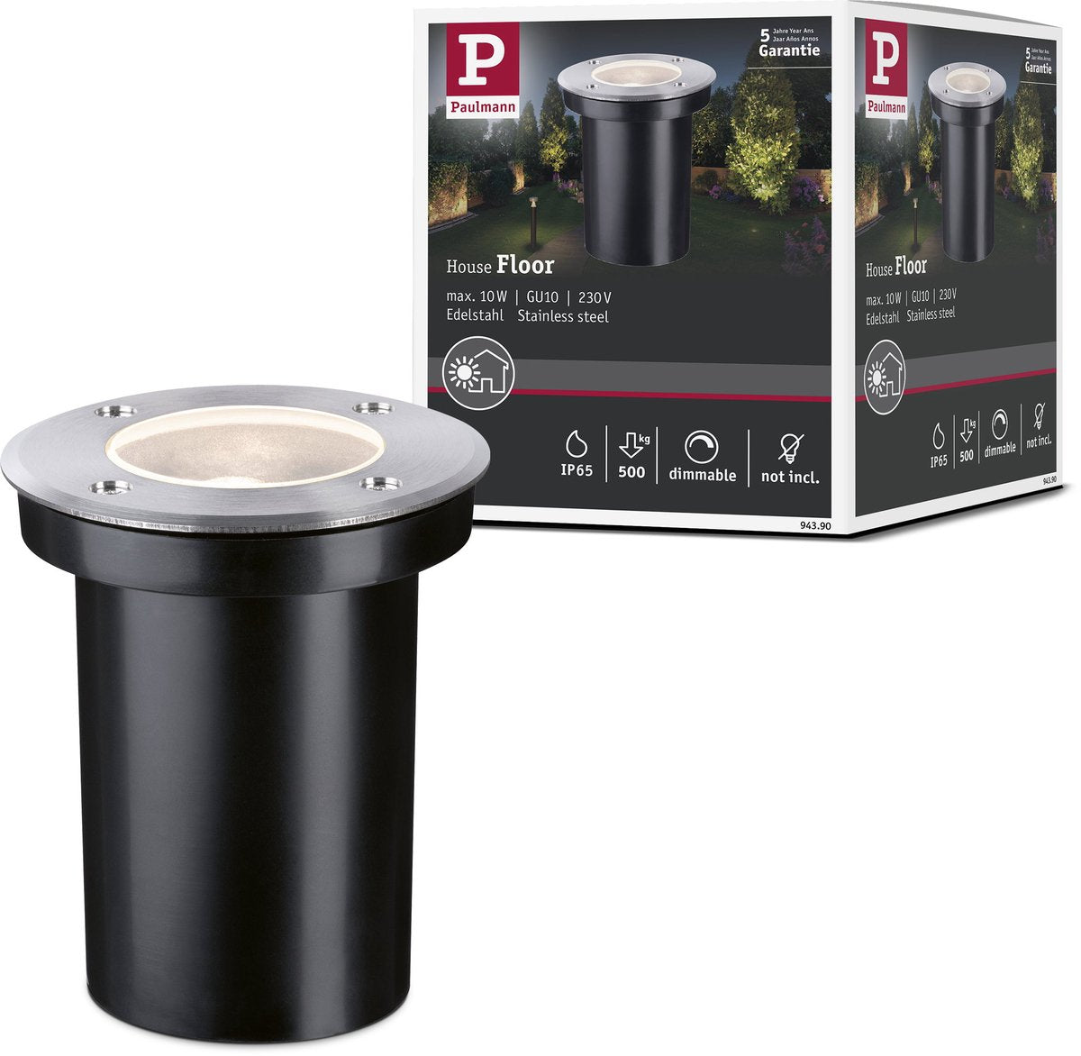 Lampe encastrable au sol Paulmann ip65 110 mm max. 10w 230v acier inoxydable acier inoxydable