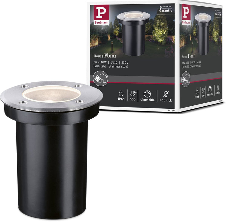 Lampe encastrable au sol Paulmann ip65 110 mm max. 10w 230v acier inoxydable acier inoxydable