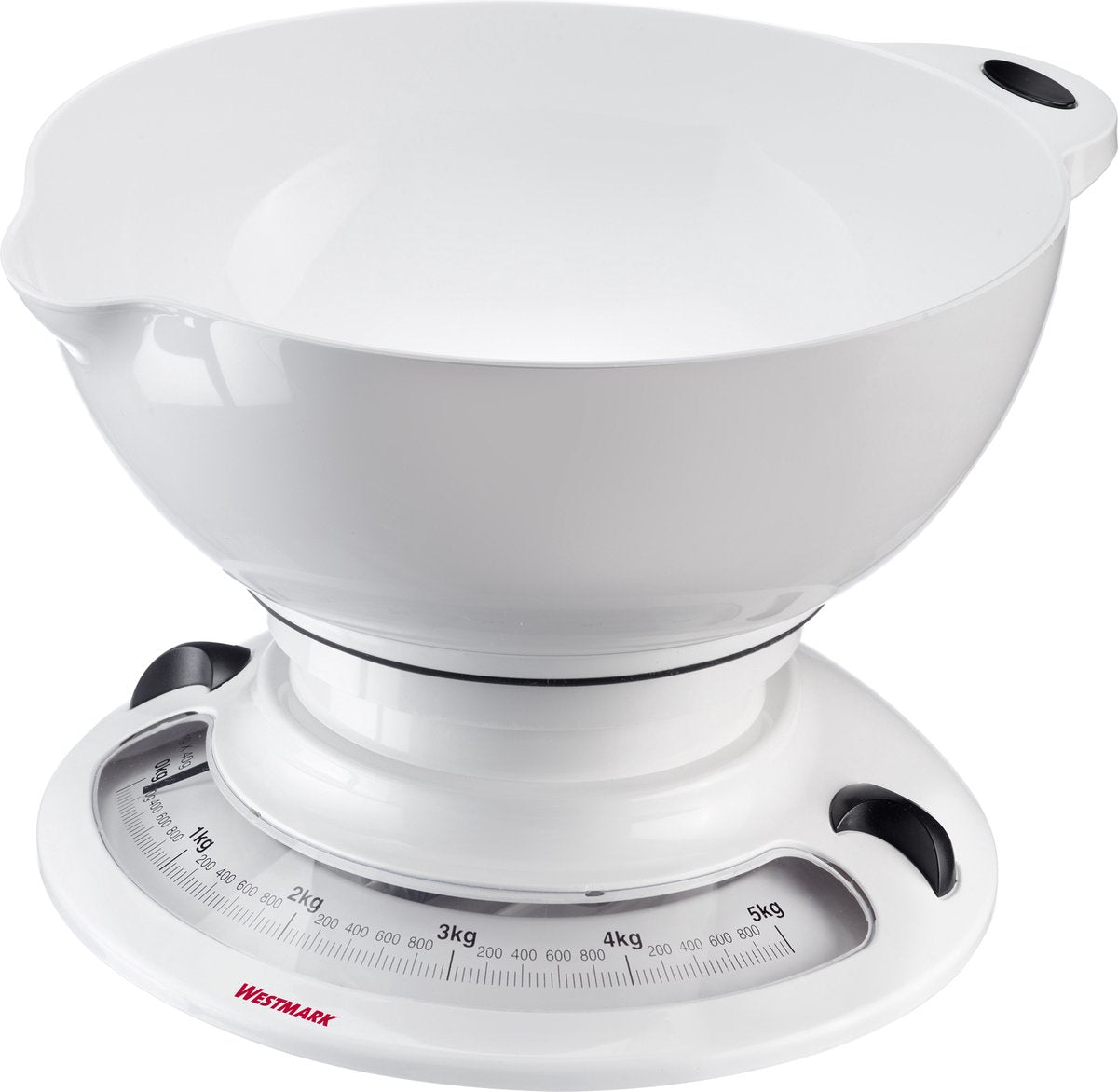 Balance de cuisine Westmark avec bol - kit pratique pour peser les ingrédients pour la pâtisserie ou la cuisine, empilable, bol mélangeur 2,3 litres, balance blanche