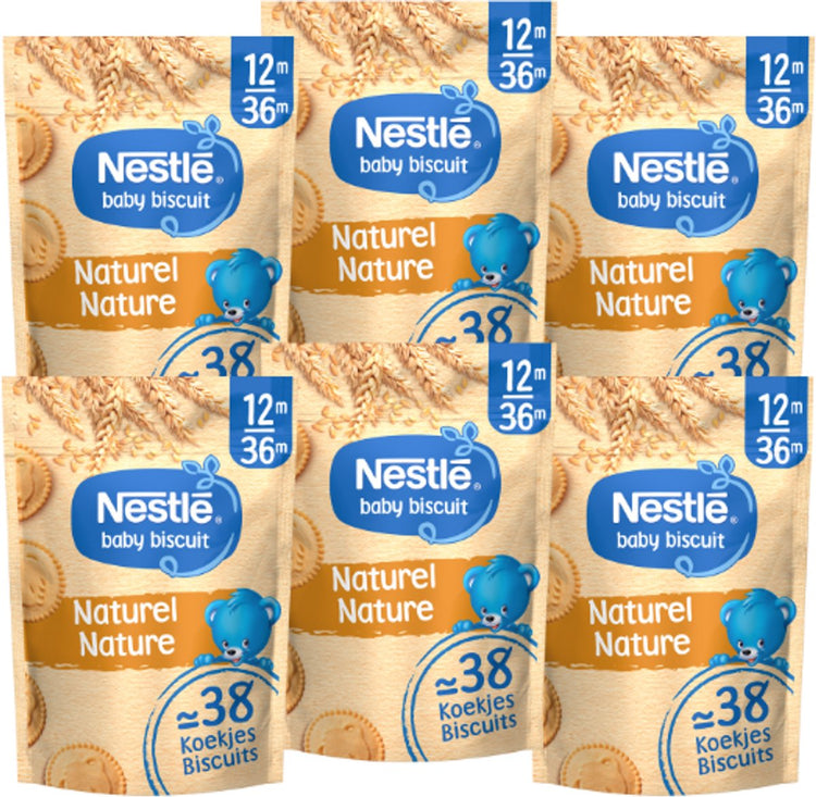 Nestlé bébé biscuit naturel - aliments pour bébés collations pour bébés 12 mois+ - 6 sachets x 180g