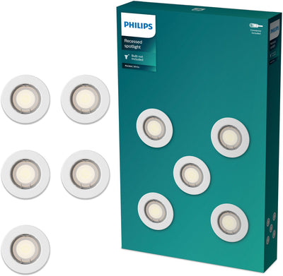 Philips LED Spot encastrable Philips Peridot - culot gu10 - blanc - rond - tête fixe - lot de 5