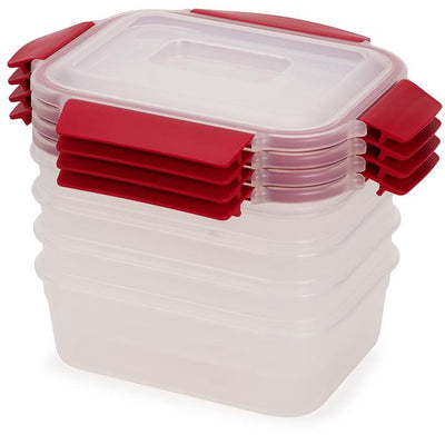 Joseph Joseph Nest Lock Coffret de conservation alimentaire 4 pièces – 1,1 litre – étanche – empilable – rouge
