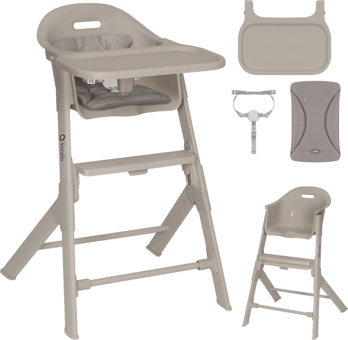 Lionelo beny – chaise haute 6-36 mois – ceinture 3 points – repose-pieds plateau réglable – insert lavable – compact léger