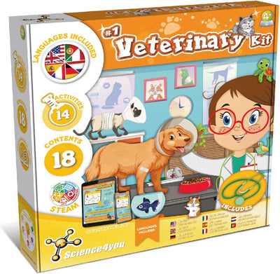 Kit vétérinaire Science 4 you science4you – ensemble de jeu avec veste, livre éducatif stéthoscope – jouet vétérinaire éducatif – à partir de 4 ans