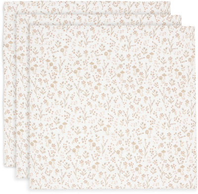 Jollein - mousseline petit 70x70cm - lange - coton doux - 3 pièces - fleuri