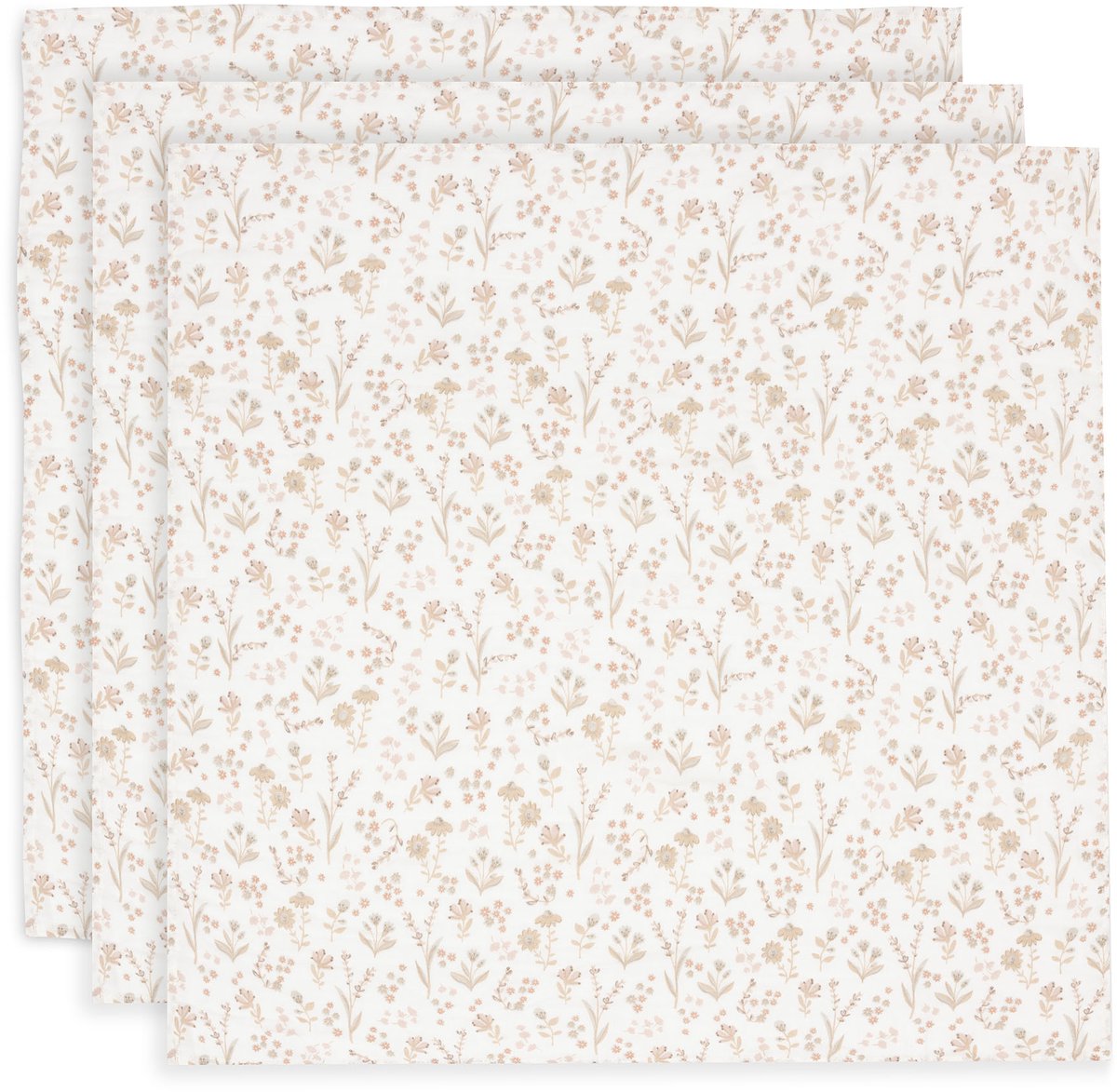 Jollein - mousseline petit 70x70cm - lange - coton doux - 3 pièces - fleuri