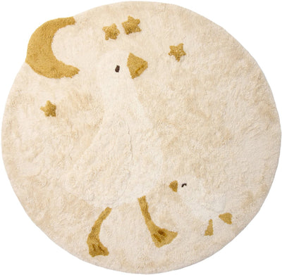 Petit tapis hollandais rond - blanc - nouveau-né naturel - petite oie