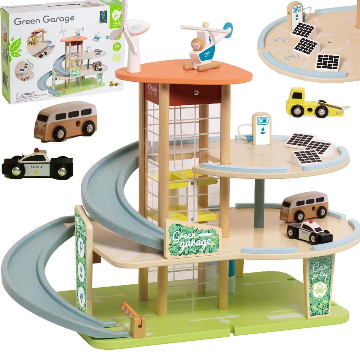 Garage durable en bois classique avec accessoires, 19DLG.