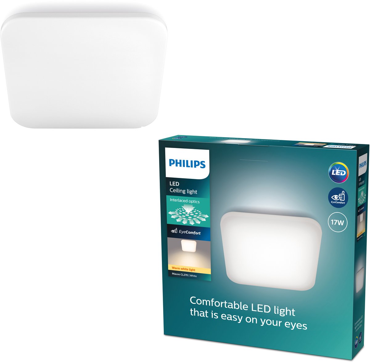 Philips LED Plafonnier Philips mauve - blanc - carré - 17 w