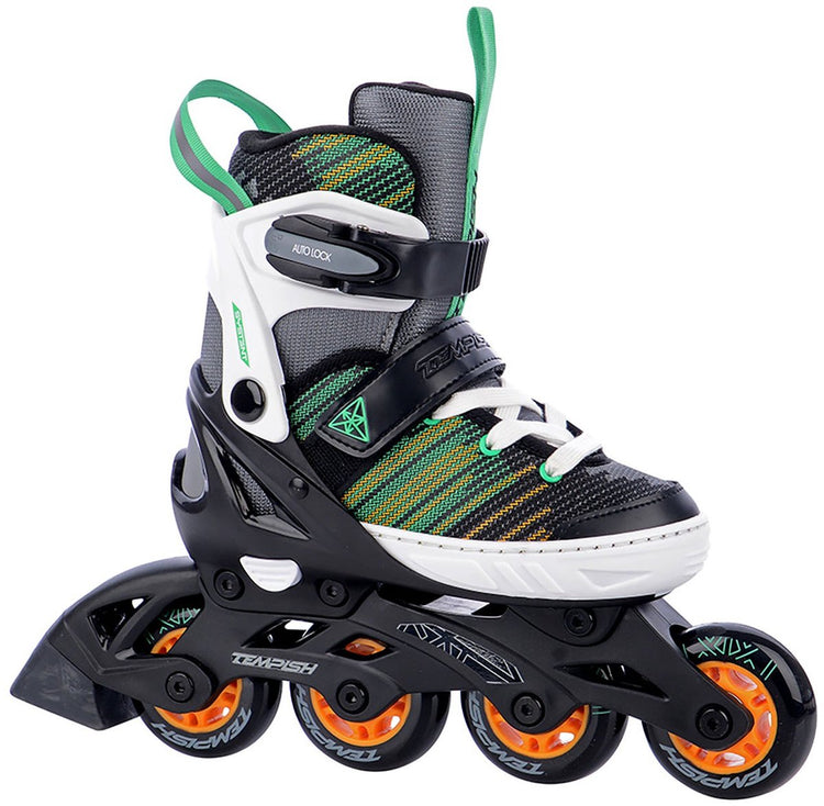 Patins à roues alignées Tempish System - patins à roues alignées - réglables - noir vert orange - taille 29-32