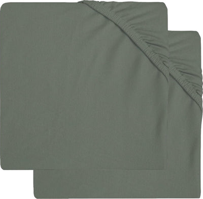 Jollein - coffret drap-housse bébé jersey (vert cendré) - coton - coffret drap-housse - 2 pièces - 75x95cm