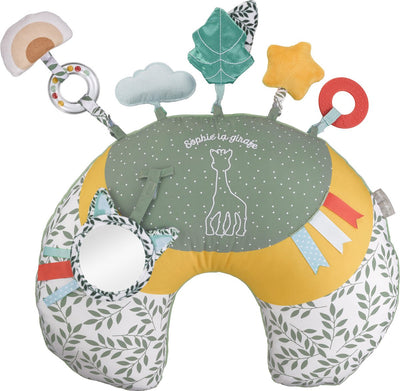 Coussin de jeu douillet Sophie la girafe - temps sur le ventre - coussin d'activité - jouets bébé - cadeau de maternité - cadeau baby shower - à partir de 0 mois - 45 x 13 x 35 cm - vert jaune blanc