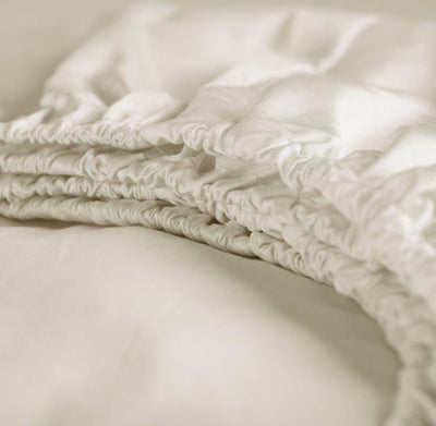 Drap-housse Cendrillon dimanche - surmatelas - satin 100% coton - extra long - 180x220 cm - jusqu'à 15 cm - ivoire