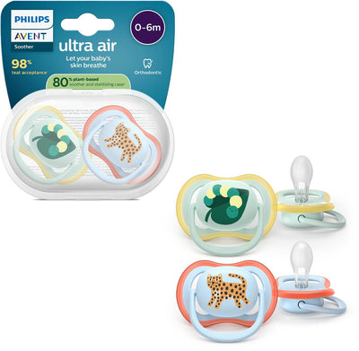 Philips avent ultra air – sucette respirante et légère (0-6 mois) – 2 pièces - scf087 02