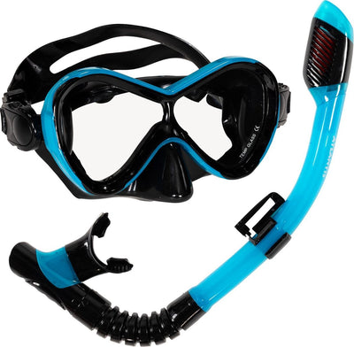 Atlantis abaco combo - ensemble tuba - lunettes de plongée - tuba - enfants - noir turquoise
