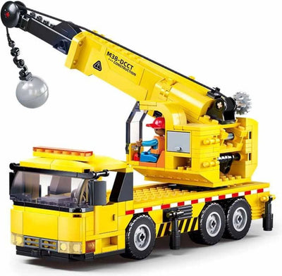 Jouets de construction de grue à roues de ville de Sluban pour les enfants à partir de 6 ans - construction de modèles de jouets de construction - boîte de construction avec 293 blocs de construction - m38-b1195