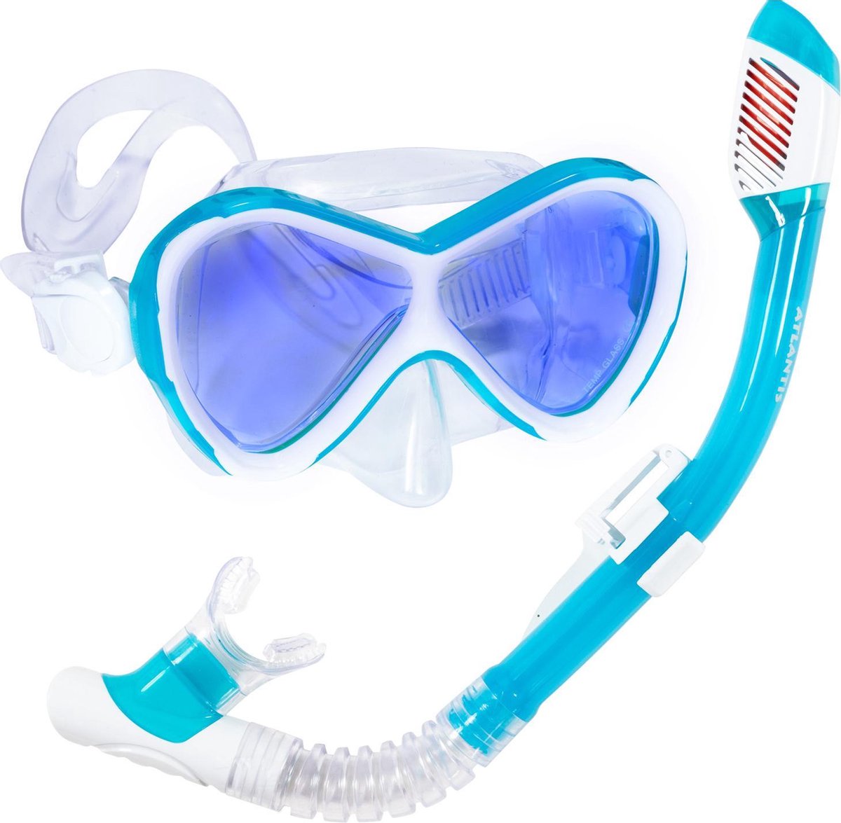 Atlantis abaco combo - ensemble tuba - lunettes de plongée - tuba - enfants - blanc turquoise avec lentille UV