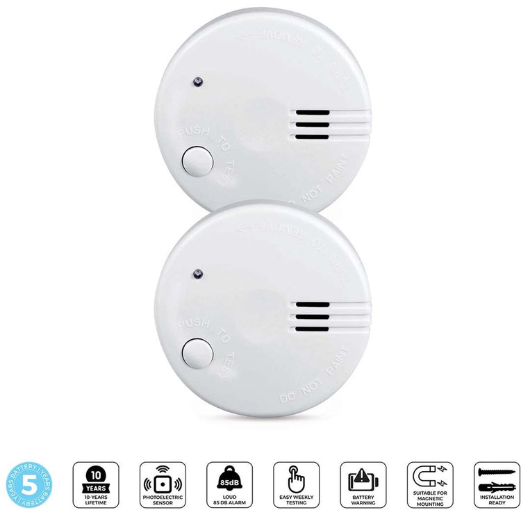 Alecto SD510 - mini détecteur de fumée - batterie 5 ans - conforme à la norme européenne EN14604 - 2 pièces