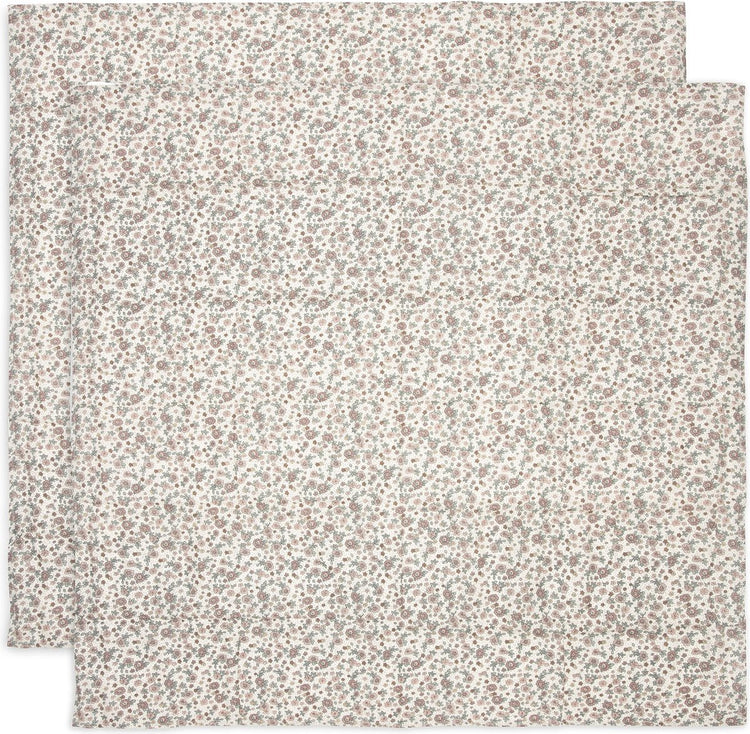 Jollein - tissu hydrophile grand 115x115cm - langes, langes, langes pour bébé - coton doux - fleurs rétro - 2 pièces