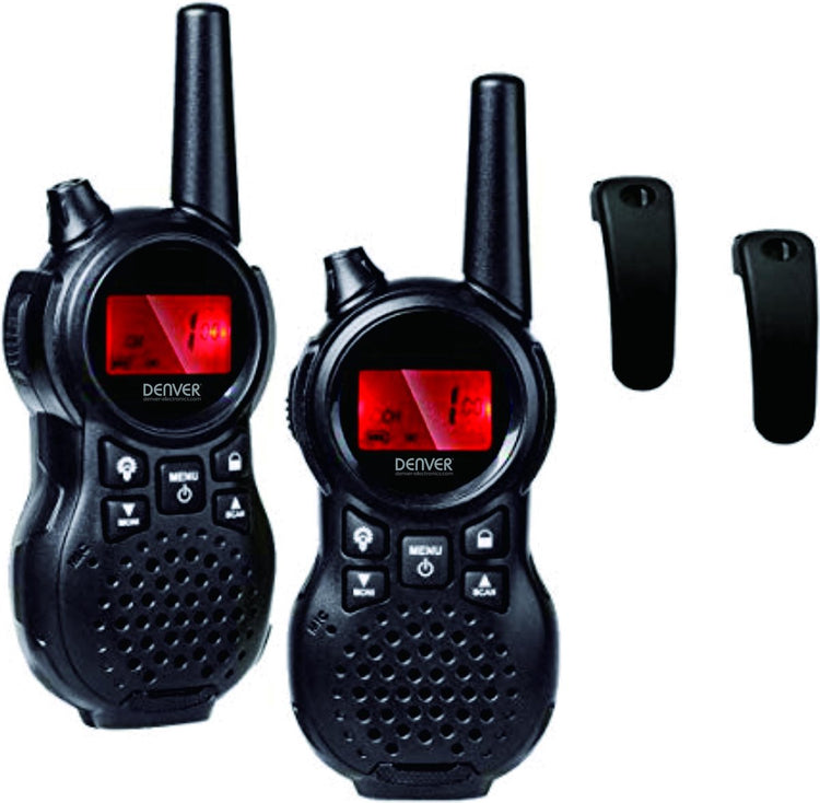 Talkie walkie Denver wta446 pour enfant - portée 5km - 2 pièces - 8 canaux - clip ceinture