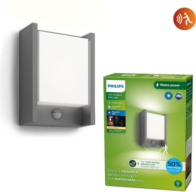 Philips LED Applique Philips Arbor - ultra efficace - anthracite - avec capteur - 3,8W