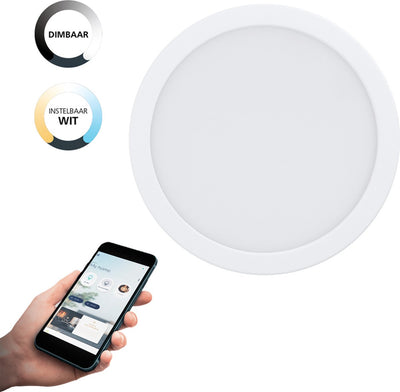 Lampe encastrable intelligente Eglo connect.z fueva-z - ø 21,6 cm - blanc - lumière blanche orientable - dimmable - zigbee