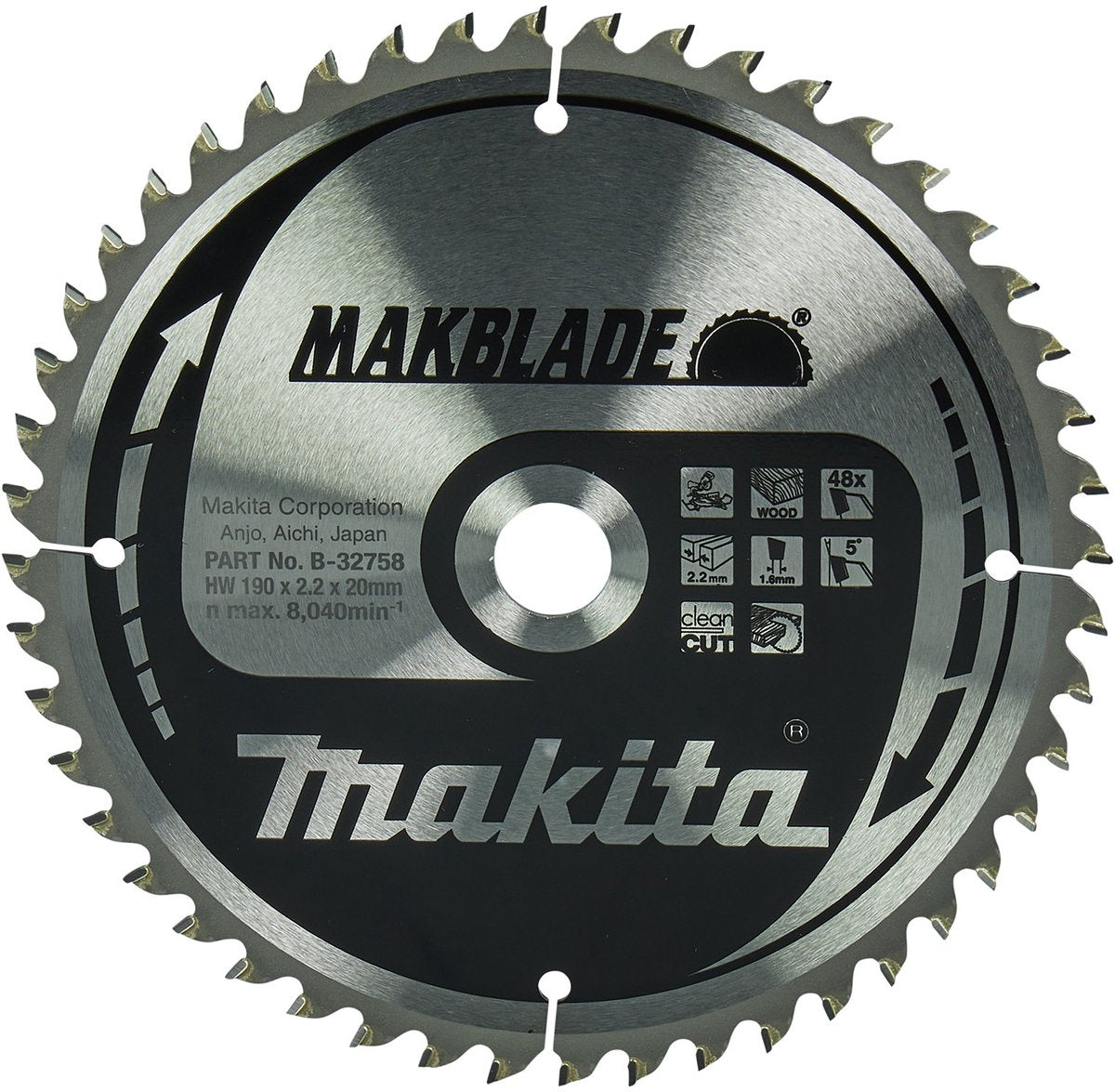 Accessoires Makita lame de scie à tronçonner | bois | 190x20x2,2 48t 5g - b-32758