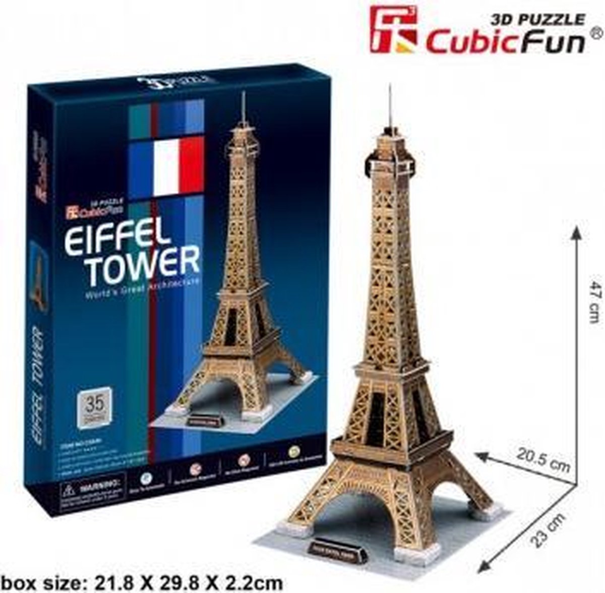 Puzzle 3D Cubicfun Tour Eiffel 35 pièces.