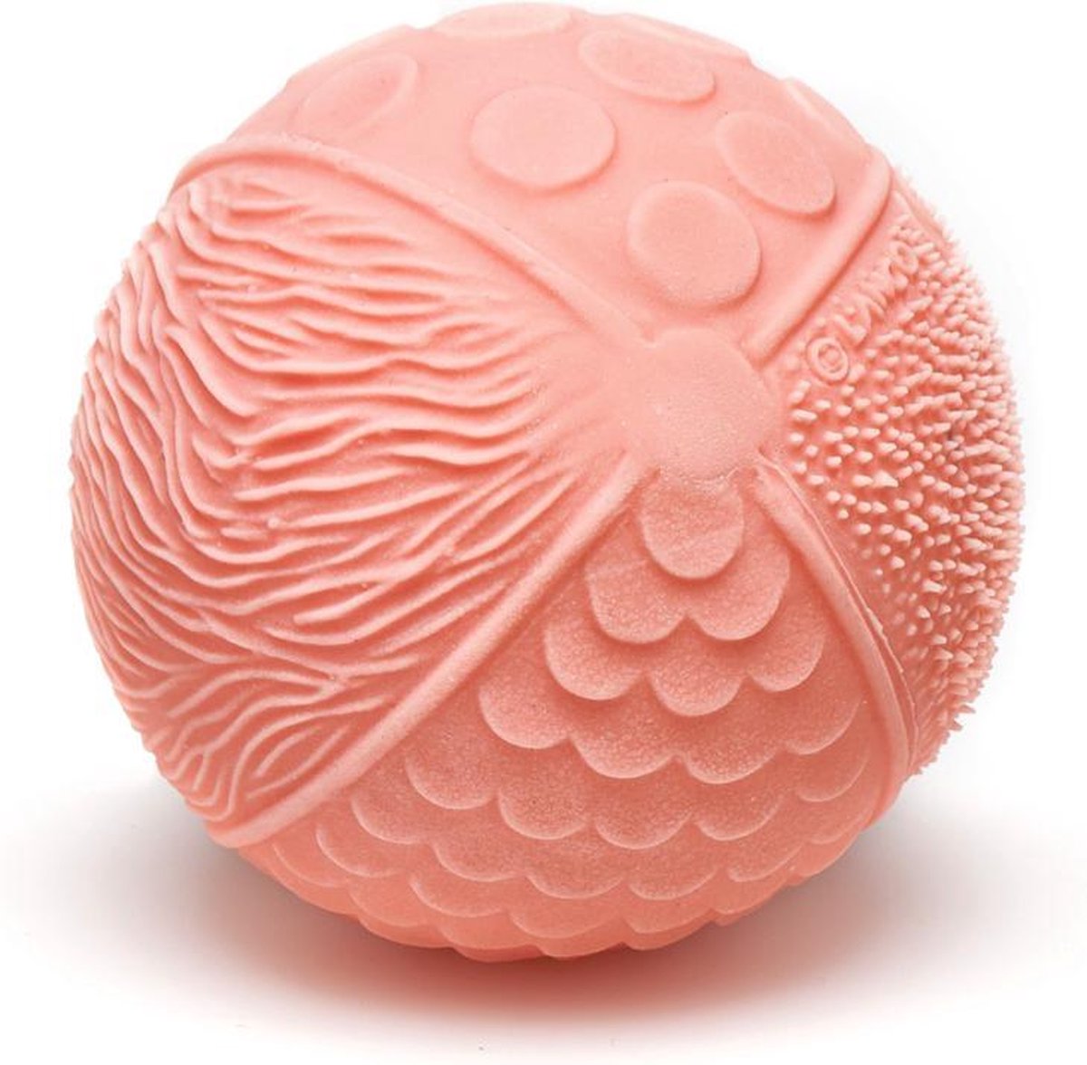 Lanco Toys Lanco Jouet Sensoriel Rose Foncé - Jouet de Dentition en Caoutchouc Naturel 100% Naturel - 0+ Mois - Sans BPA PVC - Coffret Cadeau Beige