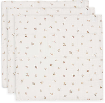 Jollein chiffon hydrophile petit - 70x70cm - amis des animaux - 3 pièces