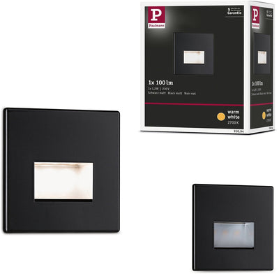 Applique encastrable LED Paulmann edge – noir mat – blanc chaud 2700k – 1,2w – 50 lm – 230v – éclairage mural escalier