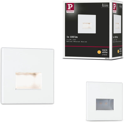 Applique encastrable LED Paulmann edge – blanc mat – blanc chaud 2700k – 1,2w – 50 lm – 230v – éclairage mural escalier