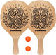Waimea beach paddle ball set avec poignée en bois - vierge noir fluoro orange