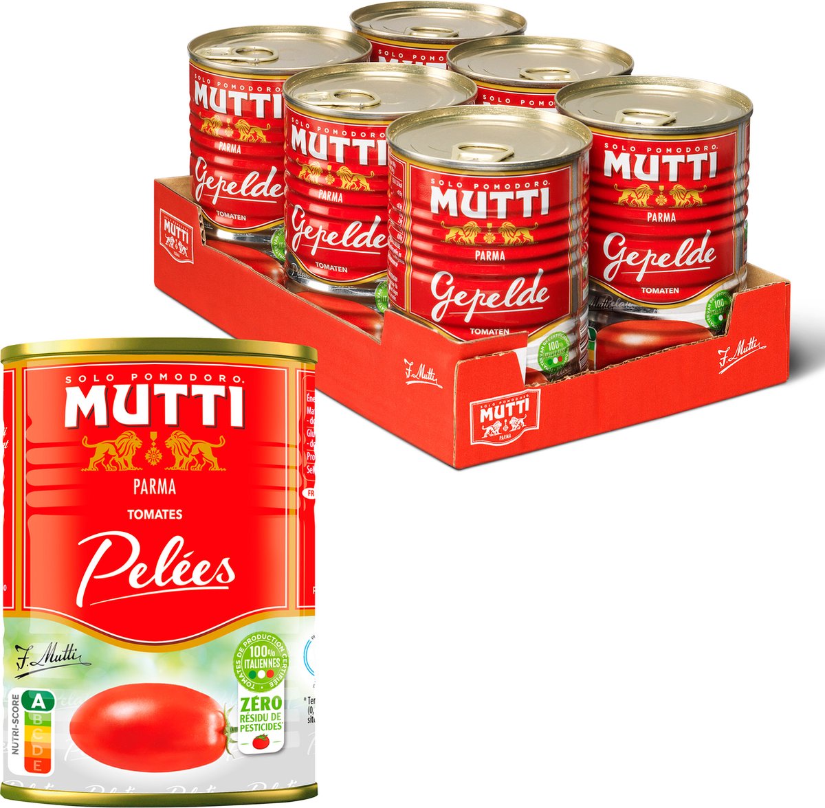 Mutti pelati tomates pelées zrp - 6 boîtes x 400 grammes