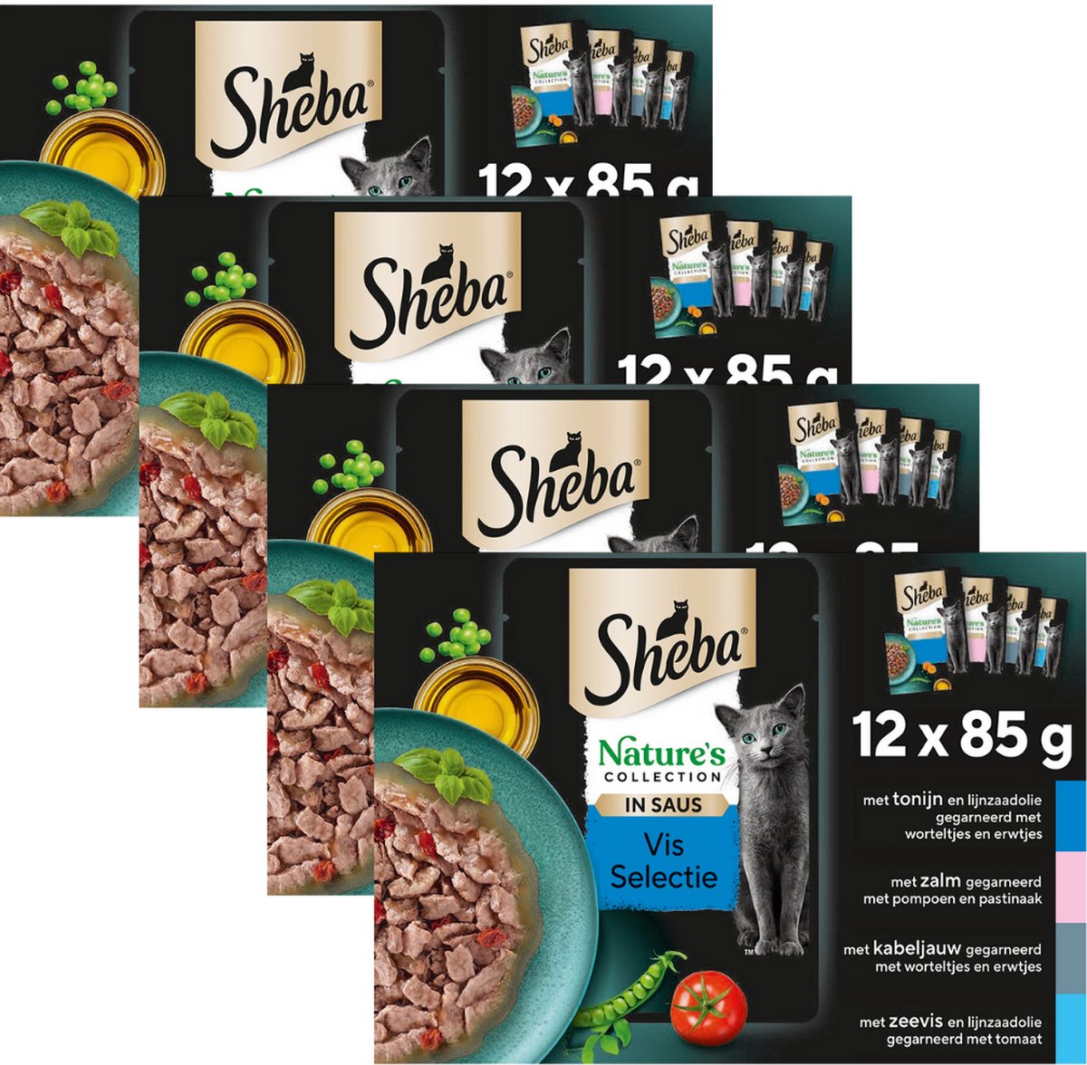 Nourriture pour chat Sheba - collection nature - sélection de poissons en sauce - 48x85g