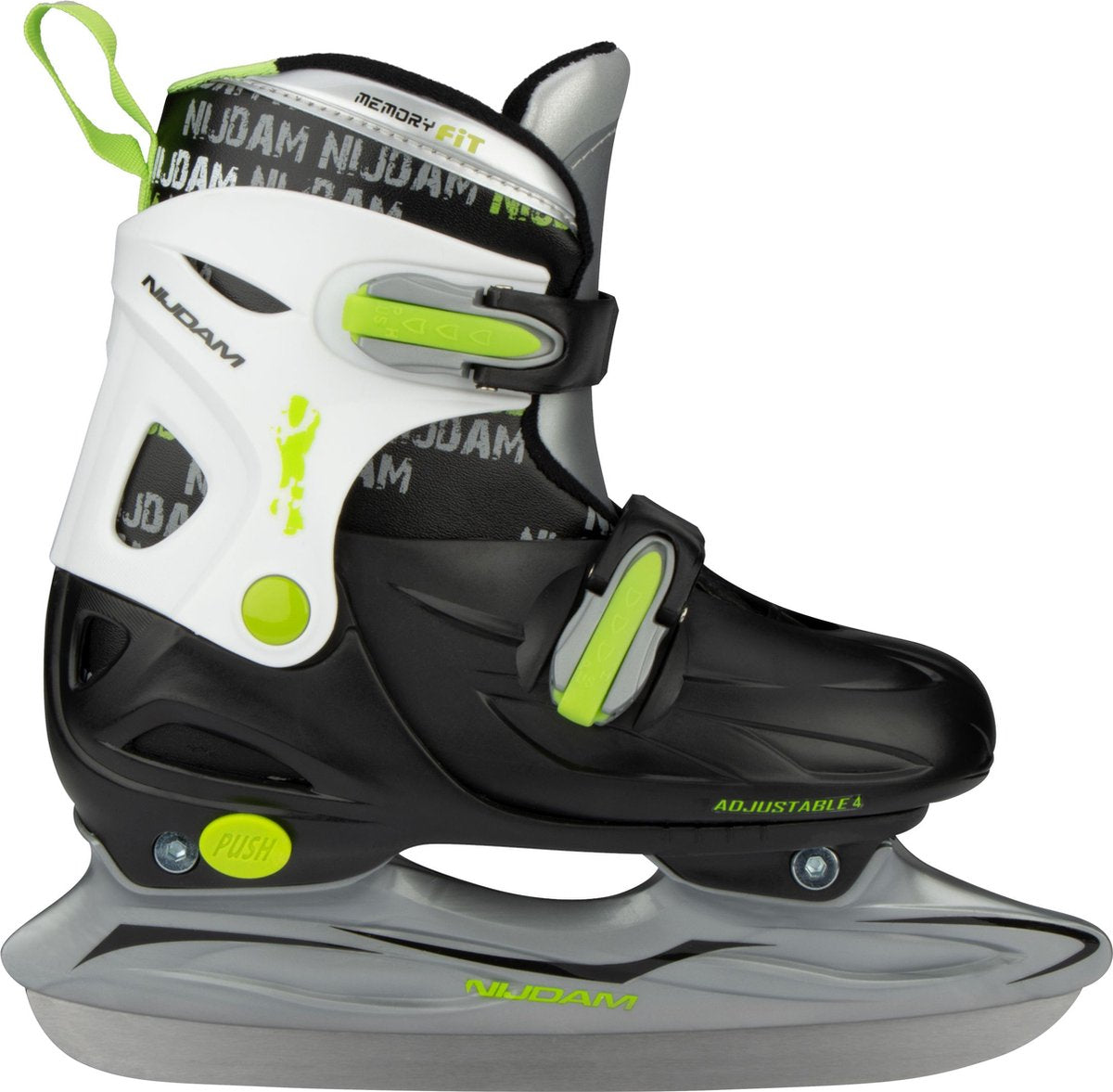 Patins pour enfants Nijdam réglables - patins de hockey sur glace - noir et blanc - taille 30-33