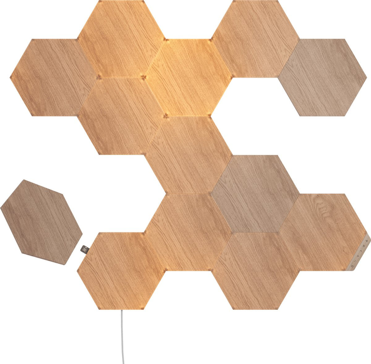 Kit de démarrage Nanoleaf elements hexagones - éclairage intelligent - 13 panneaux LED - effet bois - google