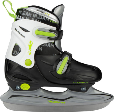 Patins pour enfants Nijdam réglables - patins de hockey sur glace - noir et blanc - taille 30-33