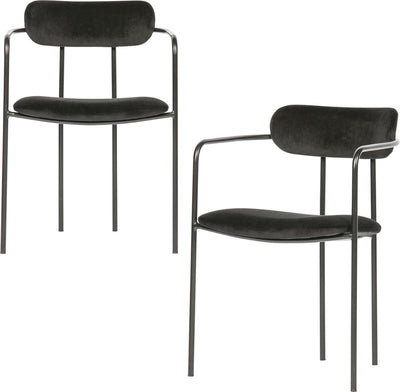 Chaises de salle à manger Woood ivy - velours - noir - lot de 2