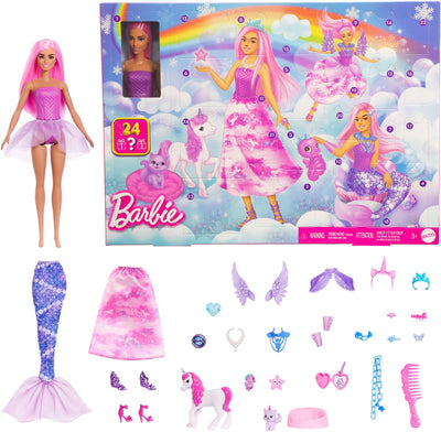 Calendrier de l'Avent Barbie avec poupée mannequin et 24 accessoires surprenants